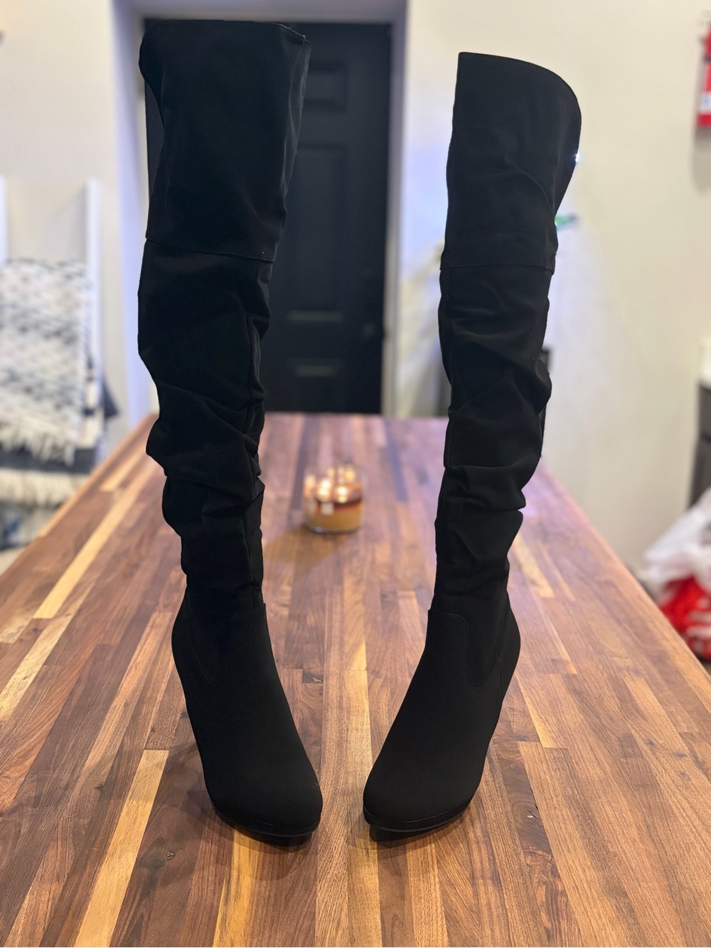 Dream Paris Black Nubuck Over-the-Knee Boots Size 7.5